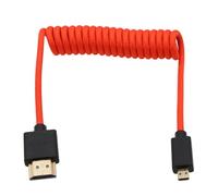 HangTon Cable micro HDMI 4K120 8K60 Raw para ATOMOS Ninja V Ultra Shinobi, Sony ZV-E10 A7C A7R IV A6700, Canon R5C R100 R8 R6 M50 MKII, Nikon Fujifilm Sigma FP, rojo trenzado en espiral 30 cm