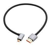 HangTon Cable micro HDMI en ángulo izquierdo a HDMI 4K 8K para Sony A6600 A7C Canon R5C R6 Mark II Lumix FUJIFILM Camera ATOMOS Ninja V Portkeys Monitor, 35 cm