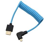 HangTon Cable trenzado en espiral micro HDMI a HDMI ProRes RAW 4K 8K 60fps azul para Sony ZVE-10 A7C Canon R5 R6 MKII Lumix Cámara SmallHD ATOMOS Ninja V Monitor, tipo D de 90 grados