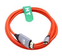 HangTon Cable USB-C a HDMI 4K 60p para laptop, teléfono, tableta a monitor de TV HD, pantalla de proyector, para iPhone 15/16, MacBook Pro/Air, Galaxy S24, Dell, trenzado rojo, 3 pies