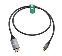 HangTon Cable USB-C a HDMI 4K a 60Hz para laptop, teléfono, tableta a monitor de TV HD, pantalla de proyector, para iPhone 15/16, MacBook Pro/Air, Galaxy S24, gris trenzado, 3 pies