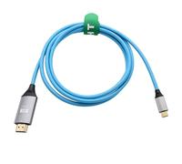 HangTon Cable USB tipo C a HDMI 4K 60P para portátil, teléfono, tableta a monitor TV HD, pantalla proyector, para iPhone 15/16, MacBook Pro/Air, Dell, Galaxy S24, azul trenzado, 90 cm