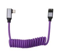 HangTon Cable USB tipo C de 90 grados, USB3.2 4K 20Gbps 100W 9V3A 20V5A para Sony A7IV FX6 A7C, cámara Canon R6ii, Samsung SSD, teléfono, monitor, computadora PC, morado en espiral