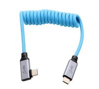 HangTon Cable USB Tipo C USB 3.2 PD 100W 4K para SSD BMPCC ZCAM R5C R6 A7C FX3 Cámara iPhone 15 Pro Max Laptop Monitor Monitor de ángulo recto trenzado en espiral 30cm