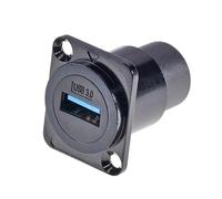 HangTon Conector acoplador USB 3.0 impermeable, tipo D, cable en línea Chasis Panel Socket hembra a hembra, paso de mamparo IP65