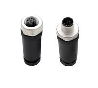 HangTon Conector Ethernet macho hembra M12 de 8 pines, 30 V, 2 A, con código A, impermeable, sin blindaje, circular, rosca de bloqueo de 12 mm para sensor de automatización industrial Cognex