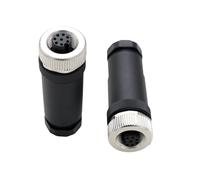 HangTon Conector M12 de 12 pines hembra, conector de E/S Ethernet de alimentación para automatización industrial Cognex Livox Hikrobot, sensor de visión artificial, soldadura, código A, potencia 30 V