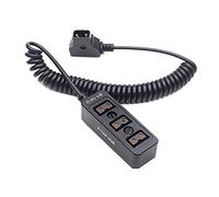 HangTon D-tap 1 a 3 Triple Power Splitter Cable Box, D-tap macho a hembra distribuidor de 3 puertos para Ronin 2 y V-mount batería (negro y en espiral)
