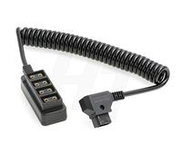 HangTon D-tap Power Splitter 1 a 4, adaptador P-tap cable en espiral para montaje en V dorado batería a monitor de cámara