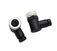 HangTon M12 Conector hembra de 5 pines, terminal de tornillo, codificado en A, eléctrico 60 V 4 A, impermeable, 90 grados, circular, a prueba de polvo para sensor de automatización industrial