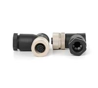 HangTon M12 - Conector hembra de ángulo recto de 12 pines para automatización industrial Cognex DJI Livox Hikrobot, sensor de visión artificial, E/S Ethernet de alimentación, soldadura, código A,