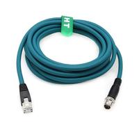 HangTon M12 Ethernet 8 pines X-Coded RJ45 CAT-7e GigE Cable para redes de computadora Switch Cognex Sensor de cámara industrial (5 metros)