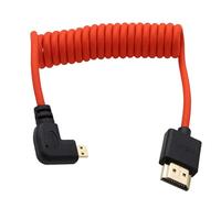HangTon Micro HDMI a HDMI 8K 4K 60p Cable en espiral rojo trenzado de 30 cm para Canon R5C R8 R10 Sony A7C A7RIV X-T50 Sigma FP Cámara ATOMOS Ninja V Ultra Feelword Monitor tipo A D HDMI 2.1