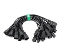 HangTon - Paquete de 10 extensiones de cable de alimentación para UPS PDU monitor de computadora impresora TV, IEC320 C14 macho a doble IEC 320 C13 hembra, cable de 3 clavijas, 40 cm