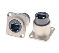 HangTon Paquete de 2 acopladores de enchufe de panel RJ45 Cat6 Ethernet a prueba de agua, conector de cable en línea tipo D, extensión hembra a hembra, paso de mamparo IP65
