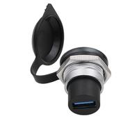 HangTon Paquete de 2 acopladores de enchufe de panel USB 3.0 impermeables circulares, conector de paso de mamparo, chasis de cable en línea hembra a hembra