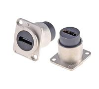 HangTon Paquete de 2 Conectores de Panel HDMI 2.0 Impermeables, Extensión de Chasis de Cable en Línea Tipo D de Hembra a Hembra, Paso de Mamparo IP65