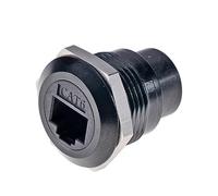 HangTon Paquete de 2 conectores RJ45 Cat6 para panel de red Ethernet, impermeable, conector de paso circular, chasis de cable en línea hembra a hembra