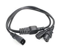 HangTon UPS PDU Computadora PC Monitor Cable Divisor de energía IEC320 C14 a 2 x C13 10A 250V Cable de extensión 1 Metro
