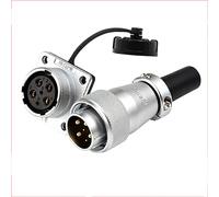 HangTon WS20 6 Pin Aviation - Conector redondo de metal 5 A 25 A, conector hembra a prueba de polvo para la industria eléctrica AC solar automotriz aplicación al aire libre