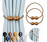 Hangtty Paquete de 2 alzapaños magnéticos fuertes para cortinas decorativas con cuerda para cortinas, soportes magnéticos para cortinas para tratamiento de ventanas, color caqui
