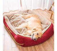 HANHAN Sofá cama de mimbre extragrande XXL para perros, cojín cálido de felpa con calefacción para 2 perros mayores, colchón cueva XL, resistente, xxxl, cesta de dormir antimasticación