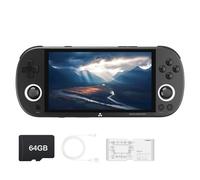 HANHIBR Trimui Smart Pro - Consola de juegos portátil con pantalla de 4,96 pulgadas, sistema Linux con procesador Allwinner A133P, tarjeta TF de 64 G integrada, color negro