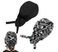 HANIUTTY 2 Piezas Gorro Unisex Gorro de Cocinero Ajustable de Algodón Bandana de Cocinero para Catering