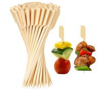 HANIUTTY 200 piezas Palillos de Madera, 9cm Pinchos de Bambú Brochetas de Bambú Palillos para Aperitivos para Cócteles, Parrillas, Aperitivos, Frutas, Barbacoas y Sándwiches