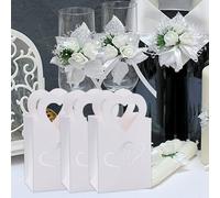 HANIUTTY 30PCS Bolsas de Dulces de Regalo blancas, 6 x 4 x 10 cm Cajitas Regalo Pequeñas Cajas Chuches Bolsas Para Regalos Comunion para fiestas/bodas/chocolates/bolsas de dulces