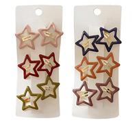 Hanjing 12 pinzas de metal con botón a presión para el pelo, pinzas para el pelo con estrellas, accesorios para el cabello para mujeres y niñas