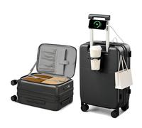 Hanke Equipaje de viaje expandible con ruedas, Negro azabache, Expandable 20 Inch