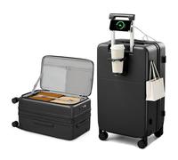 Hanke Equipaje de viaje expandible con ruedas, Negro azabache, Expandable 24 Inch