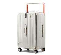 Hanke Maletas multifuncionales de apertura frontal, blanco marfil, Checked 26 Inch, Equipaje de mano