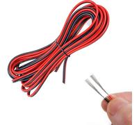 hankousi Cable eléctrico de 10 m, 22 AWG, 2 hilos, cable flexible negro y rojo para tiras de LED y proyectos electrónicos de bricolaje