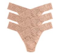 Hanky Panky Daily Lace Original Rise Thong - Bragas Mujer en Encaje Elástico, 3 Unidades, Tangas Mujer Pack de Cintura Alta - Braguitas Mujer Algodón y Nailon, Ropa Interior Mujer, Talla única