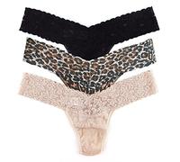 Hanky Panky Tanga de Baja Cintura - Calzoncillos de Mujer en Encaje Elástico, Set de 3 Piezas, Tanga de Mujer Cómodos y Coloridos de Cintura Baja - Braguita de Mujer de Algodón y Nylon, Lencería para