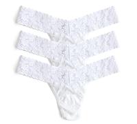 Hanky Panky Women's 3 Pack Signature Lace Low Rise Thong, White, One Size