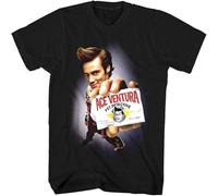 HANLINMY Ace Ventura Pet Detective Movie Poster Men's T Shirt Jim Carrey Calling Card Top Black L
