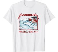 HANLINMY Alcoholica Drank'Em All Vodka Music Graphic t Shirts Short Sleeve t-Shirts Summer O-Neck Men's Clothing White 3XL