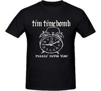 HANLINMY Meigui Tim Timebomb Runnin Outta Time Graphic T Shirts for Men Crew Neck Black XXL