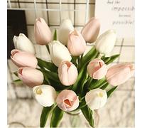hanlongyu - 20 tulipanes artificiales para decoración de mesa, ramos artificiales falsos, tulipanes realistas para bodas, fiestas, oficina, cocina, hogar