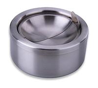 hanlongyu Cenicero para exteriores con tapa, bandeja abatible de acero inoxidable, ceniceros de metal resistente al viento para uso en interiores o exteriores, cenicero de escritorio, oficina, patio,