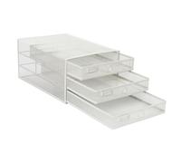 Hanmorfarbi Archivador de 3 cajones, 35,5 x 25,5 x 17 cm, organizador de escritorio de malla metálica, compartimentos de almacenamiento A4, organizador de cajones de escritorio (blanco, 3 capas)