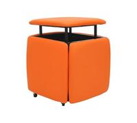 Hanmorfarbi Juego de taburetes apilables 5 en 1 con ruedas, taburete plegable multifuncional de acero al carbono, capacidad de carga de 165 kg, para salón o dormitorio (piel, naranja)