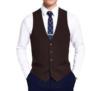 Hann Brooks Chaleco formal de negocios liso para hombre, con abertura frontal, un solo pecho, marrón, XXL