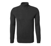 Hann Brooks Jersey Polo Suéter Pullover de Cuello Alto Enrollable para Hombre, Algodón Grueso y Cálido, Ajuste Clásico, Textura Acanalada, Negro, M