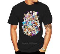 Hanna Barbera Group Shot T-Tshirts Camisetas y Tops Charcoal Retro Cartoon TTshirts Camisetas y Tops Men Hip Hop Tees Tops Anime Harajuku Black(Medium)