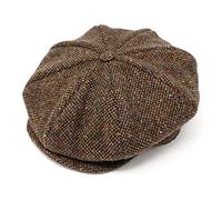 Hanna Hats of Donegal Peaky Blinders Sombrero de ocho piezas Irlandesa Flat Cap para hombre Conducción Cap Hecho en Irlanda 100% Lana Tweed - - Large