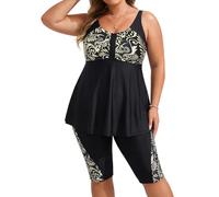 Hanna Nikole - Conjunto de Tankini para mujer, talla grande, con efecto vientre plano, push-up, de dos piezas, con cintura alta, traje de baño de verano, top de tankini con pantalones de baño, 58